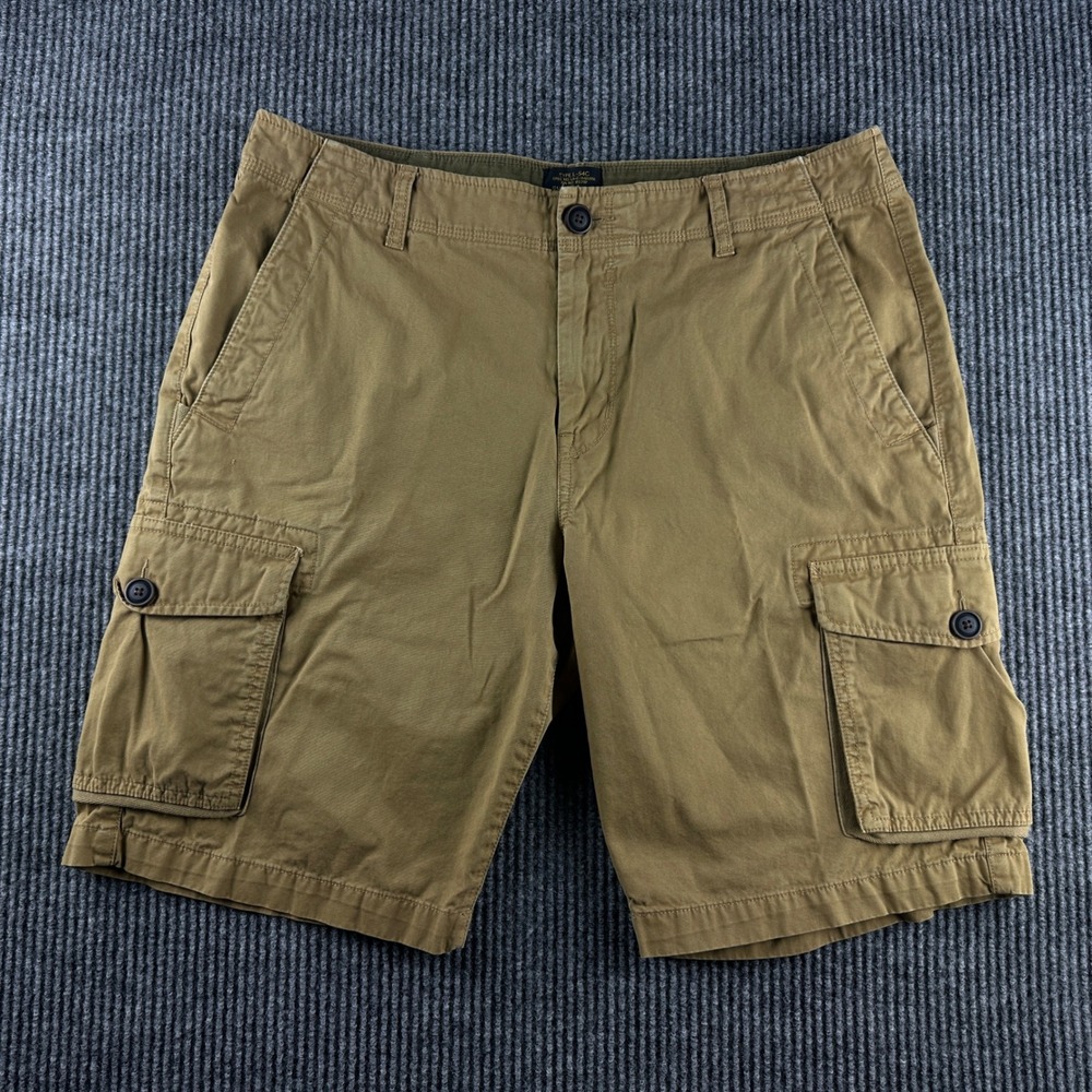 Lucky Brand Mens Khaki Tan Cargo Shorts Type L-54C Size 34 Cotton Twill Utility